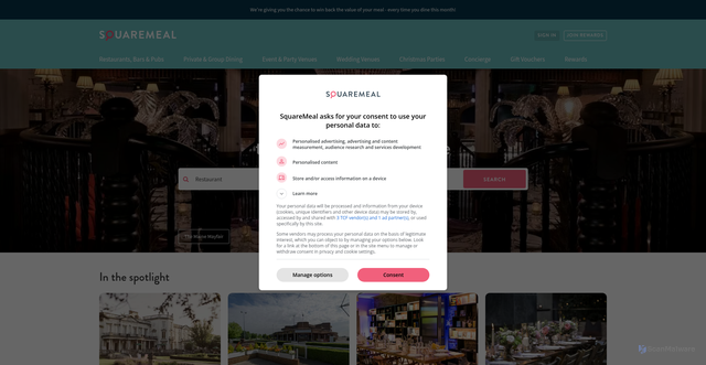 Security scan screenshot of https://www.squaremeal.co.uk