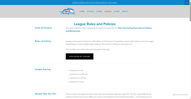 Security scan screenshot of https://www.parkcitycurlingclub.com/leaguerules