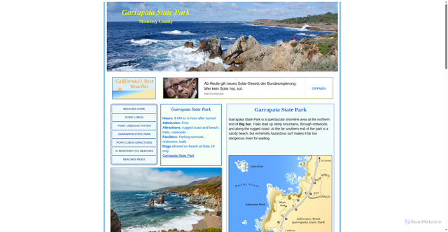 Security scan screenshot of http://www.californiasbestbeaches.com/point_lobos/garrapata_beach.html