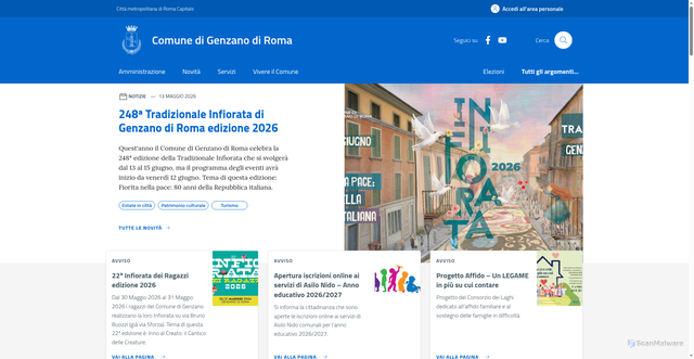 Security scan screenshot of https://www.comune.genzanodiroma.roma.it
