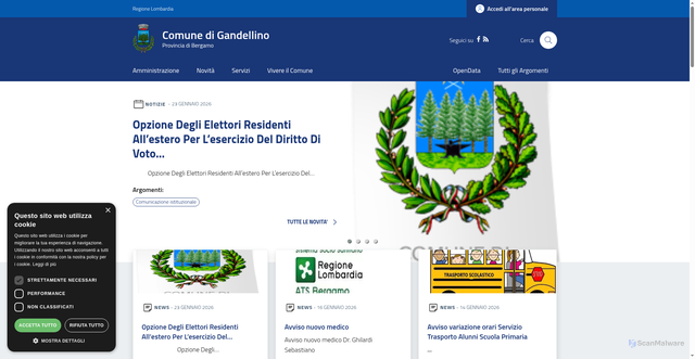 Security scan screenshot of https://www.comune.gandellino.bg.it/