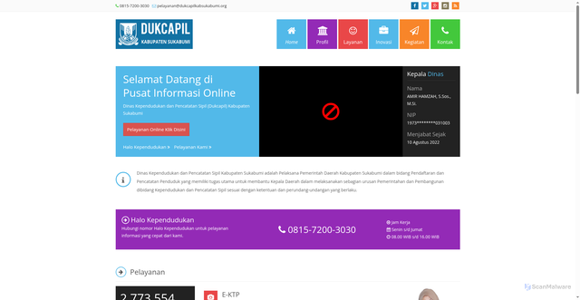 Security scan screenshot of https://dukcapilkabsukabumi.org