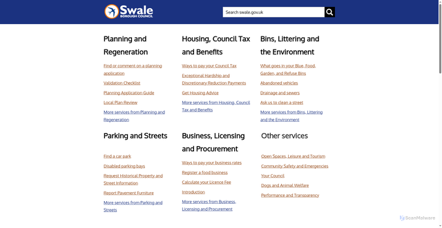 Security scan screenshot of https://www.swale.gov.uk/