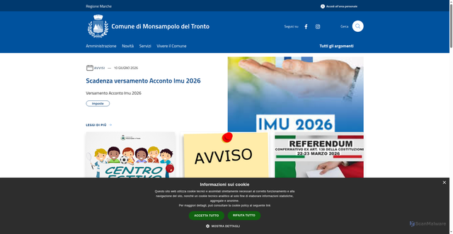 Security scan screenshot of https://www.comune.monsampolodeltronto.ap.it