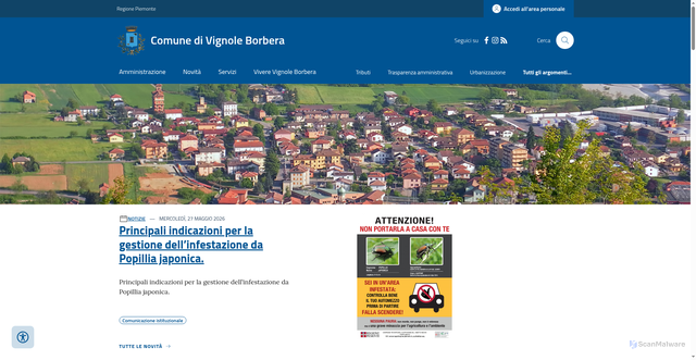Security scan screenshot of https://www.comune.vignoleborbera.al.it