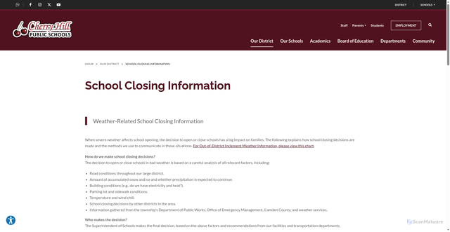Security scan screenshot of https://www.chclc.org/our-district/school-closing-information