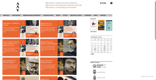 Security scan screenshot of https://www.bibliotecaviterbo.it/