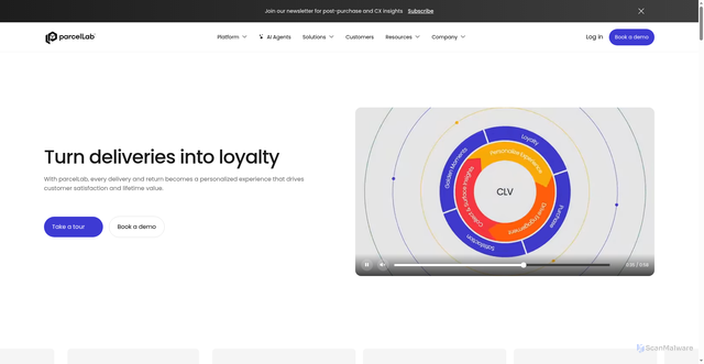 Security scan screenshot of https://parcellab.com
