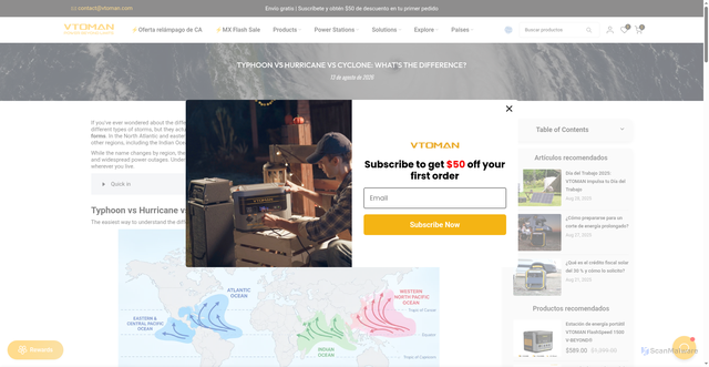 Security scan screenshot of https://vtoman.com/es/blogs/news/typhoon-vs-hurricane-vs-cyclone