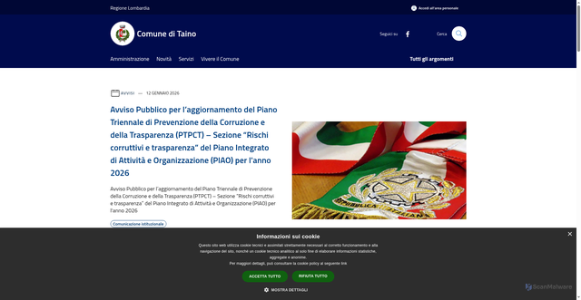 Security scan screenshot of https://www.comune.taino.va.it/it