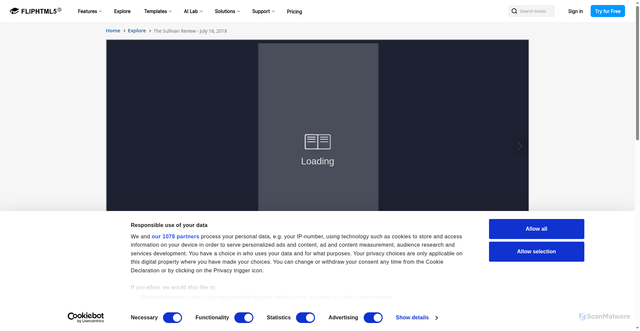 Security scan screenshot of https://fliphtml5.com/ycon/lmzf/basic