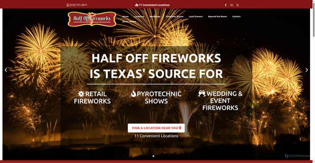 Security scan screenshot of https://halfofffireworks.com/