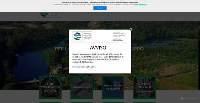 Security scan screenshot of https://www.sannioalifano.it/