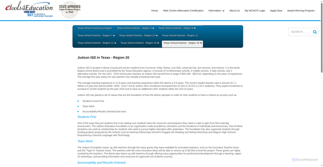 Security scan screenshot of https://www.online-distance-learning-education.com/judson-isd-in-texas-region-20.html