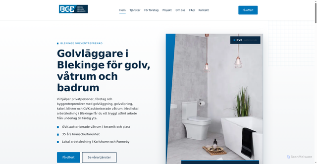 Security scan screenshot of https://blekingegolv.se