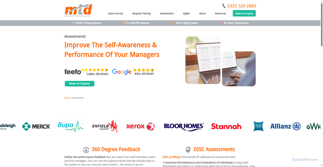 Security scan screenshot of https://www.mtdtraining.com/assessments?utm_source=keap&utm_medium=email&utm_campaign=sig-assessments