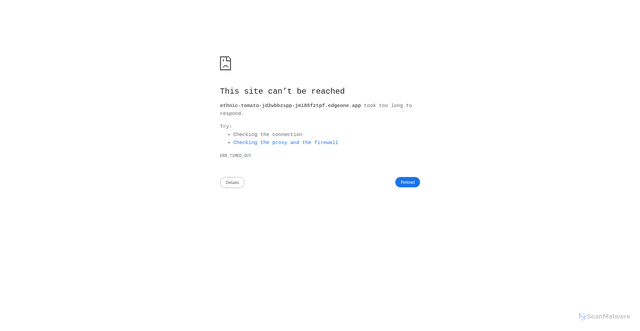 Security scan screenshot of https://ethnic-tomato-jd2wbbzspp-jmi85fztpf.edgeone.app/