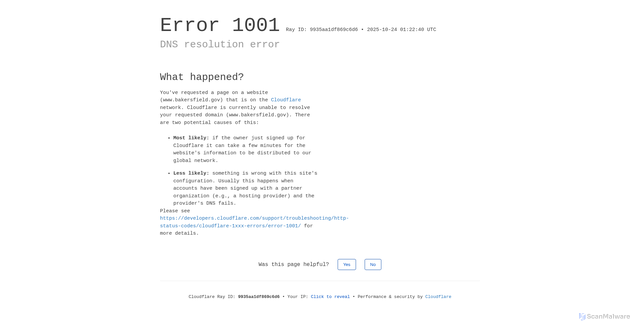 Security scan screenshot of http://www.bakersfield.gov/