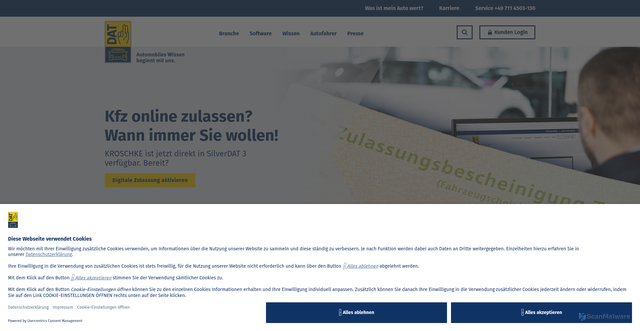 Security scan screenshot of https://www.dat.de