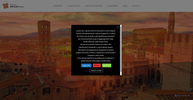 Security scan screenshot of https://www.arezzointour.it/