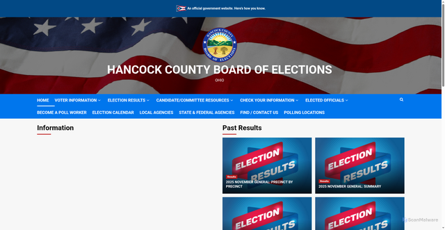 Security scan screenshot of https://hancockcountyohioelections.gov/