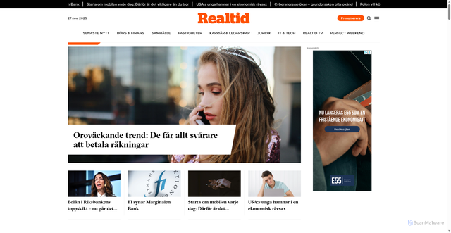 Security scan screenshot of https://www.realtid.se/