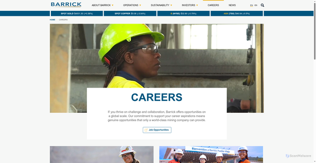 Security scan screenshot of https://www.barrick.com/English/careers/default.aspx