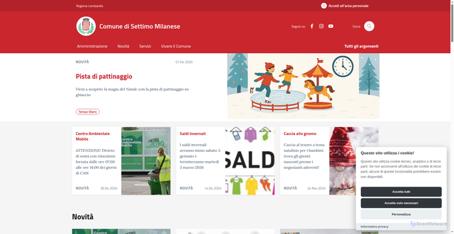 Security scan screenshot of https://comune.settimomilanese.mi.it:443/