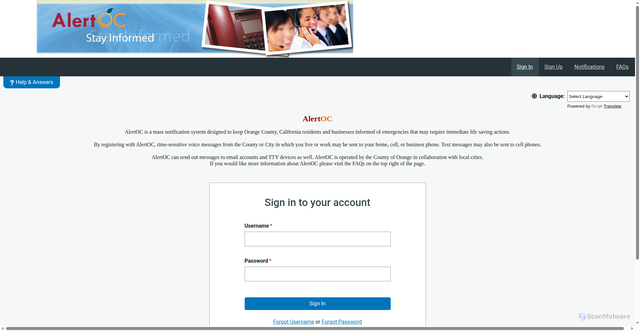 Security scan screenshot of https://member.everbridge.net/453003085613900/login