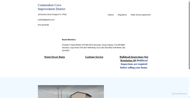 Security scan screenshot of https://commodorecoveimprovementdistrict.gov/