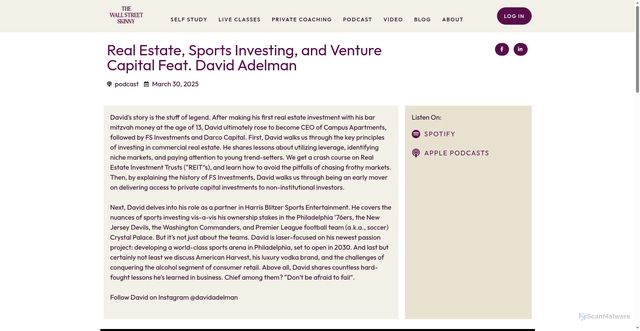 Security scan screenshot of https://thewallstreetskinny.com/david-adelman-from-this-week/