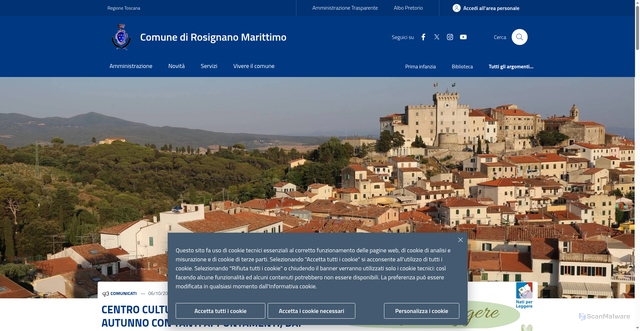 Security scan screenshot of https://www.comune.rosignano.livorno.it/