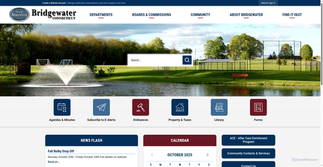 Security scan screenshot of https://www.bridgewater-ct.gov/