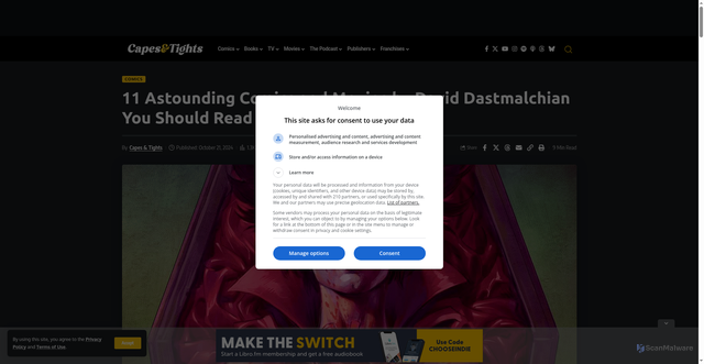 Security scan screenshot of https://capesandtights.com/david-dastmalchian-11-astounding-comics-movies/