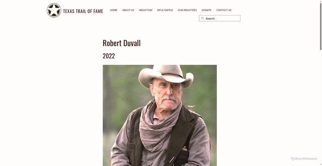 Security scan screenshot of https://www.texastrailoffame.org/inductees/robert-duvall
