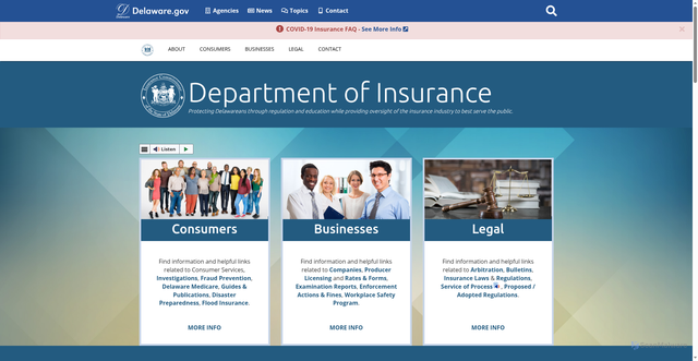 Security scan screenshot of https://insurance.delaware.gov/