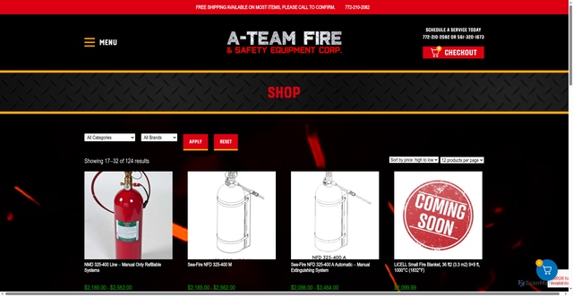 Security scan screenshot of https://ateamfire.net.a.graphicwebdesigninc.com/shop/?product-page=2