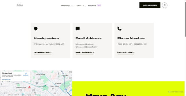Security scan screenshot of https://turbowebsite-5qr.pages.dev/contact/