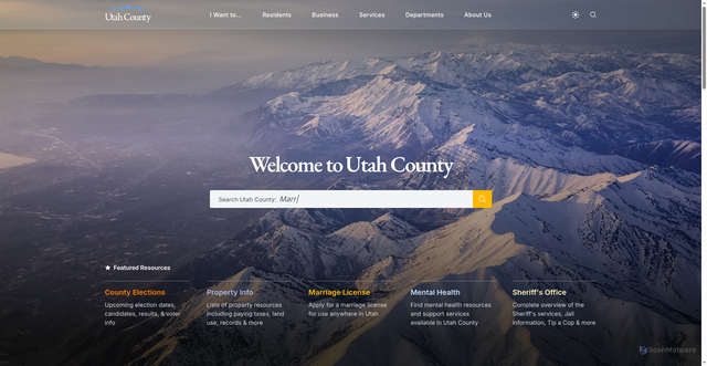 Security scan screenshot of https://www.utahcounty.gov/