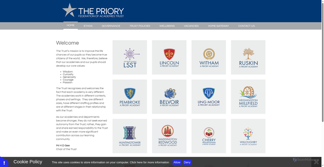 Security scan screenshot of https://www.prioryacademies.co.uk/