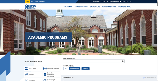 Security scan screenshot of https://www.ccsu.edu/programs