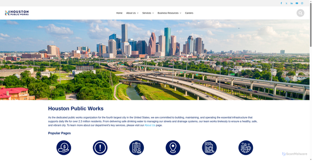 Security scan screenshot of https://www.houstonpublicworks.org/