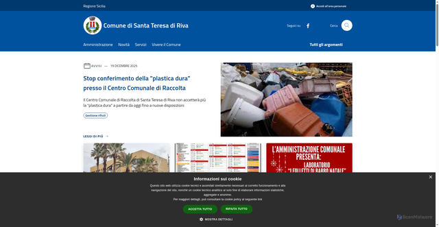 Security scan screenshot of https://www.comune.santateresadiriva.me.it/it