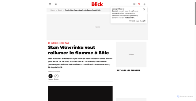 Security scan screenshot of https://www.blick.ch/fr/sport/tennis-stan-wawrinka-affronte-casper-ruud-a-bale-id21350402.html