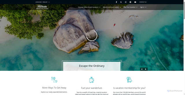 Security scan screenshot of https://www.hiltongrandvacations.com/