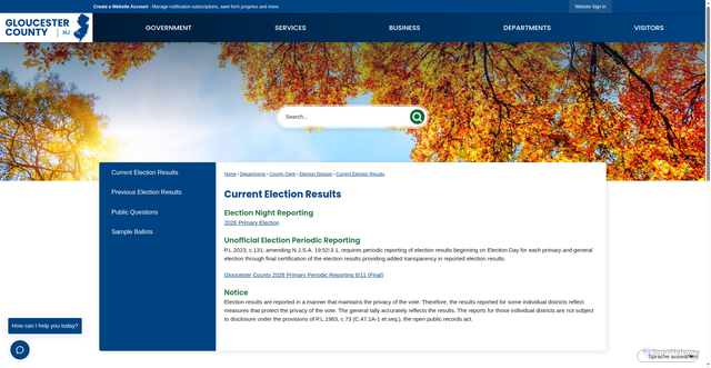 Security scan screenshot of https://gloucestercountynj.gov/418/Current-Election-Results