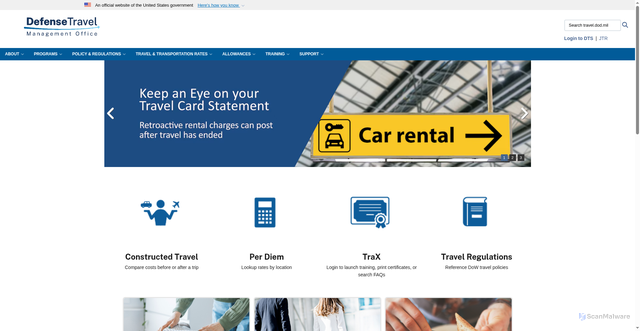 Security scan screenshot of https://www.travel.dod.mil