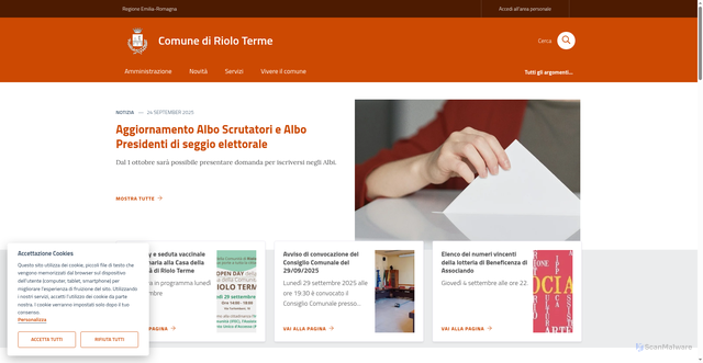 Security scan screenshot of https://www.comune.rioloterme.ra.it/