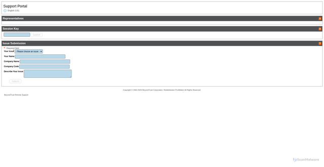 Security scan screenshot of https://cliffcastlecasino.beyondtrustcloud.com