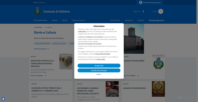 Security scan screenshot of https://www.comune.ostiano.cr.it/